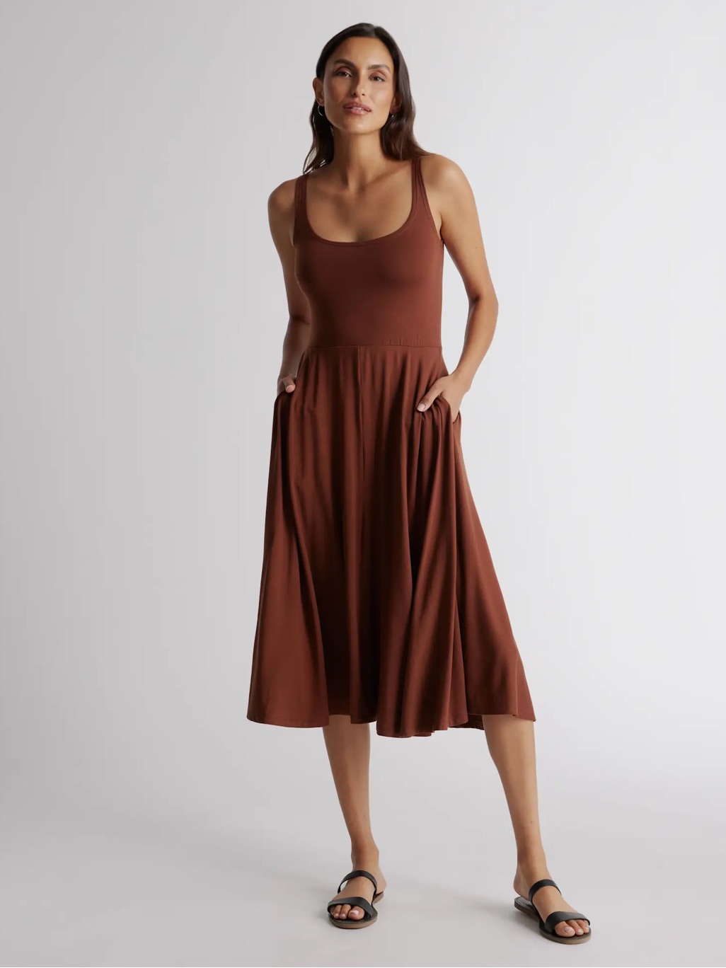 Quince Brown Fit & Flare Dress